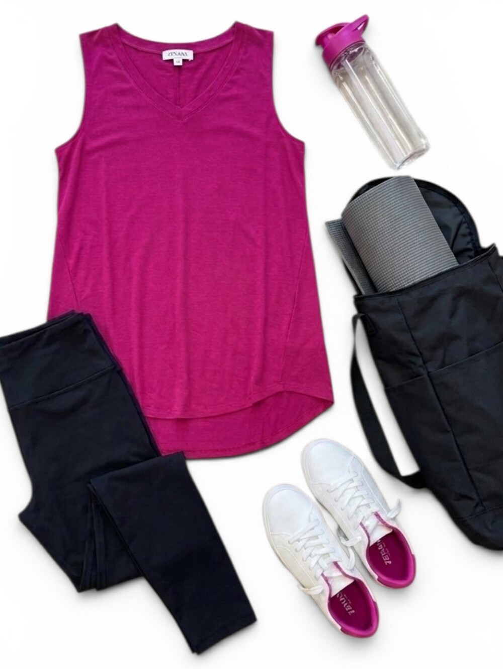 Zenana Outfitters Magenta V-Neck Sleeveless Tunic Tank